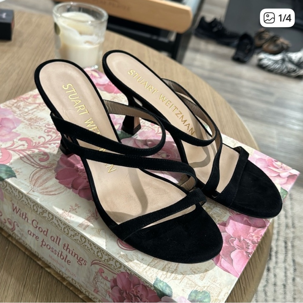 Stuart Weitzman Black Strappy Heels